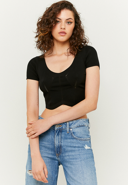 TALLY WEiJL, Μαύρο πλεκτό Crop top for Women