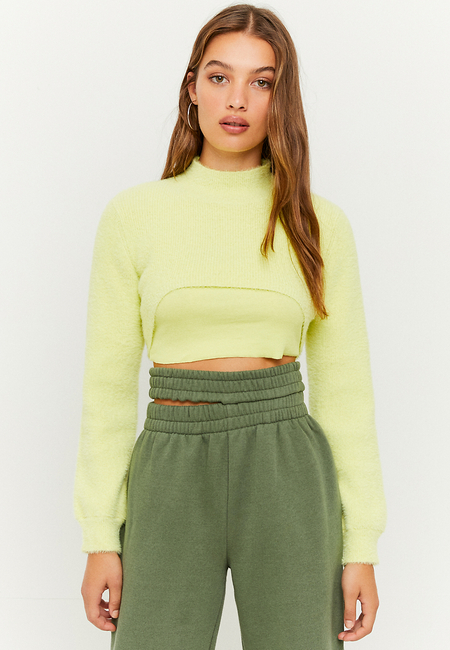 TALLY WEiJL, Yellow Ultra Cropped Knit Jumper for Women