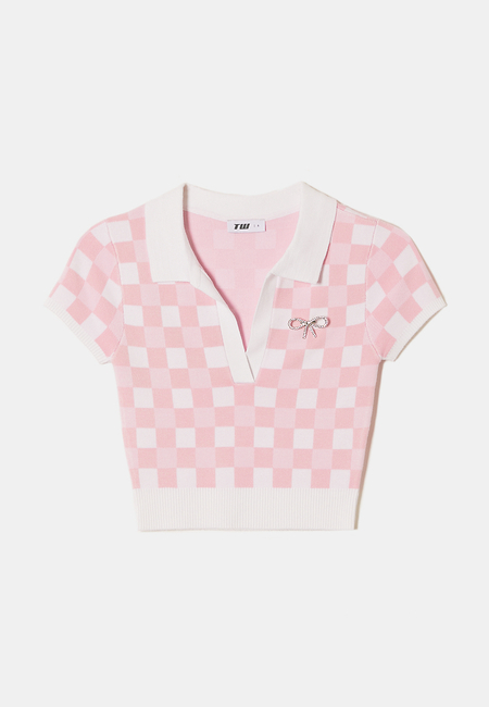 TALLY WEiJL, Top Polo in Maglia A Quadri for Women