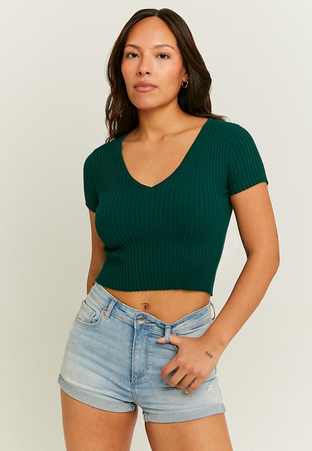 TALLY WEiJL, Tight Knit Cropped Top for Women