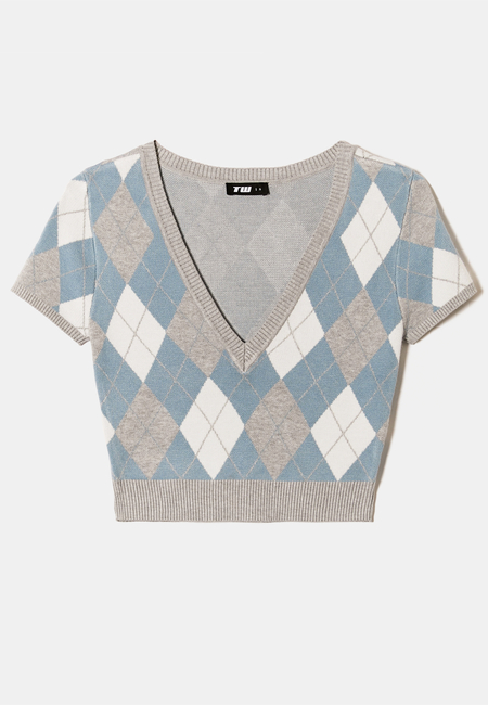 TALLY WEiJL, Checkered Cropped Knit Jumper for Women