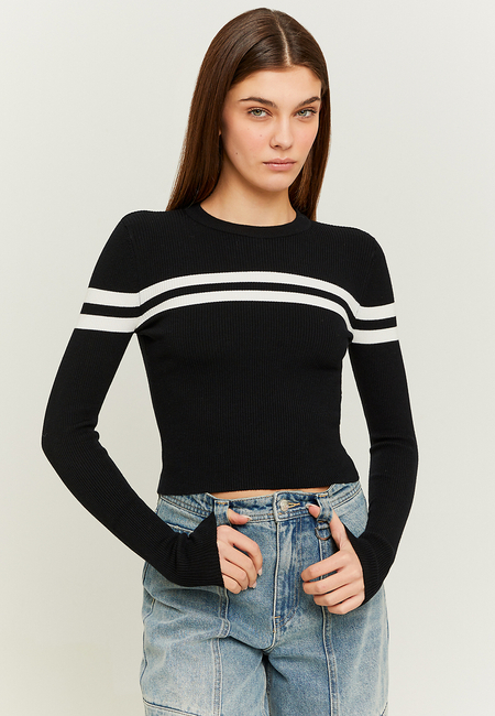 TALLY WEiJL, Black Cropped Striped Jumper for Women