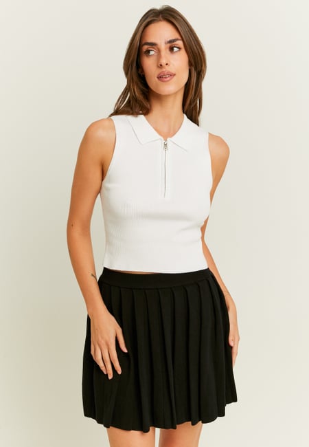 TALLY WEiJL, Top Polo in Maglia Bianco con Zip for Women