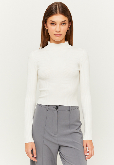 TALLY WEiJL, White Fitted Knit Jumper for Women