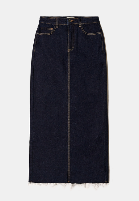 TALLY WEiJL, Dark Blue Denim Maxi Skirt for Women