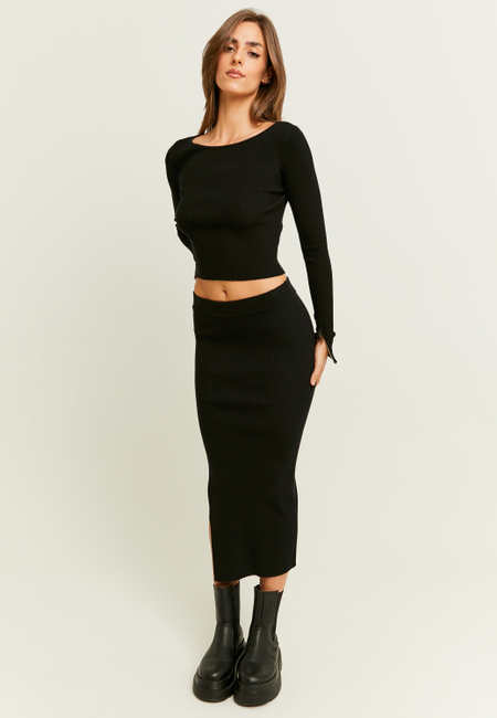 TALLY WEiJL, Black Knit Midi Skirt  for Women