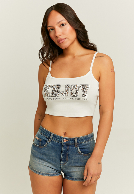 TALLY WEiJL, White Cropped Printed Tank Top for Women