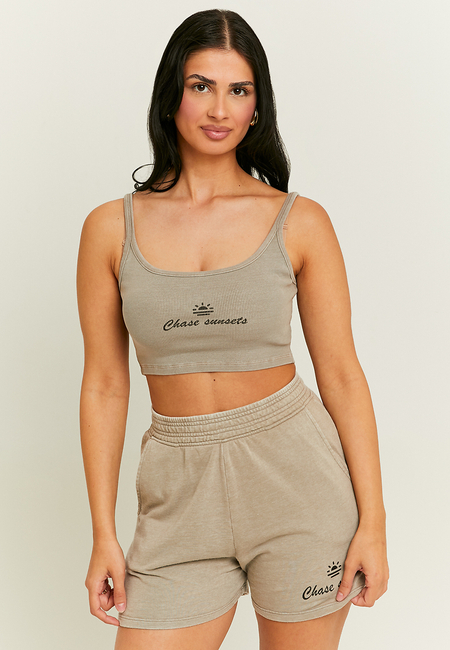 TALLY WEiJL, Grey Cropped Printed Tank Top for Women