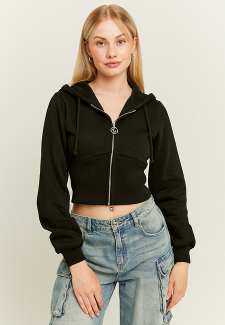 TALLY WEiJL, Black Basic Hoodie with Zip for Women