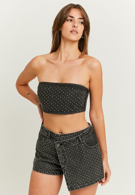 TALLY WEiJL, Crop Top en Jean avec Strass for Women