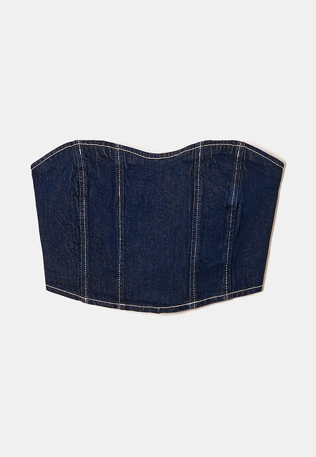 TALLY WEiJL, Cropped Denim Corset Top for Women