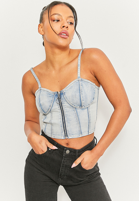 TALLY WEiJL, Top corset en jean Bleu for Women