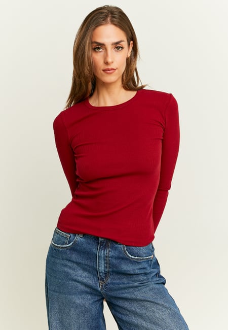 TALLY WEiJL, Burgundy Basic T-Shirt for Women