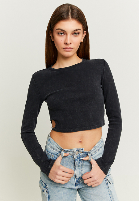 TALLY WEiJL, Black Cut Out Crop Top for Women