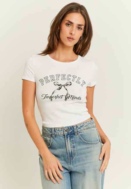 TALLY WEiJL, White Printed T-Shirt for Women