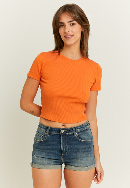 TALLY WEiJL, Orange Cropped Basic T-shirt for Women