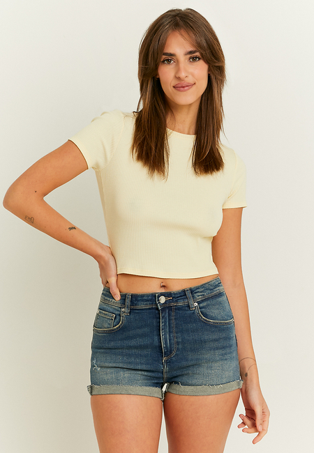 TALLY WEiJL, Yellow Cropped Basic T-shirt for Women