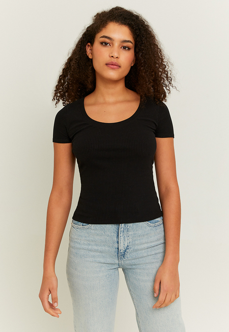 TALLY WEiJL, Black Basic Regular Fit T-shirt for Women