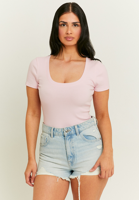 TALLY WEiJL, Pink Basic Regular Fit T-Shirt for Women