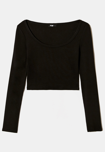 TALLY WEiJL, Basic Black Long Sleeve T-Shirt for Women