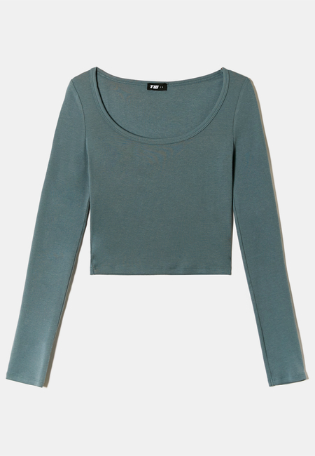 TALLY WEiJL, Basic Blue Long Sleeve T-Shirt for Women