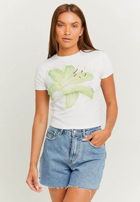 TALLY WEiJL, Weisses T-Shirt mit Print for Women