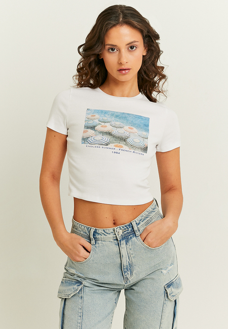 TALLY WEiJL, White Printed T-shirt for Women