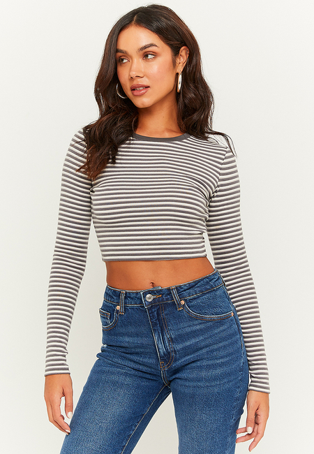 TALLY WEiJL, Striped Cropped Basic T-Shirt for Women