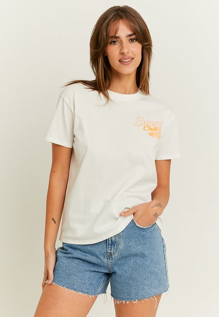 TALLY WEiJL, White Printed Oversize T-shirt for Women