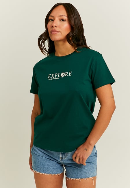 TALLY WEiJL, T-Shirt Vert Imprimé Coupe Classique for Women