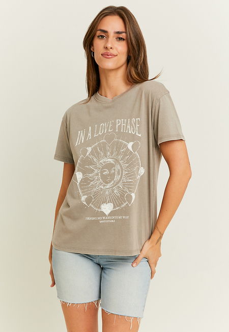 TALLY WEiJL, Grey Printed T-Shirt for Women