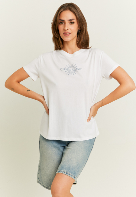 TALLY WEiJL, White Printed T-Shirt for Women