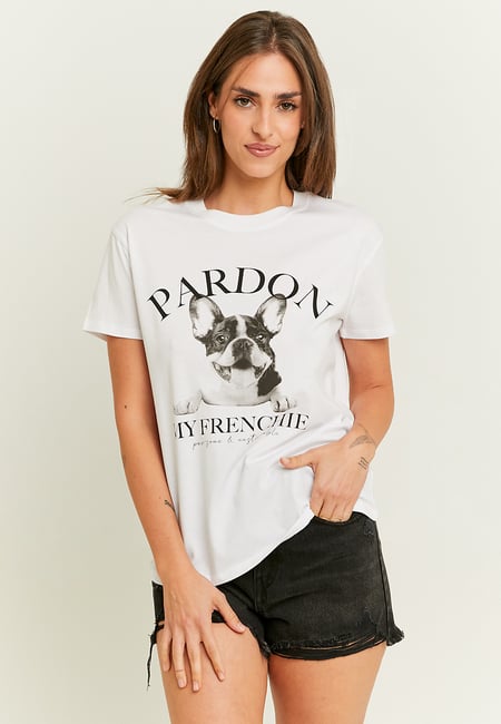 TALLY WEiJL, Weißes T-Shirt mit Hund for Women