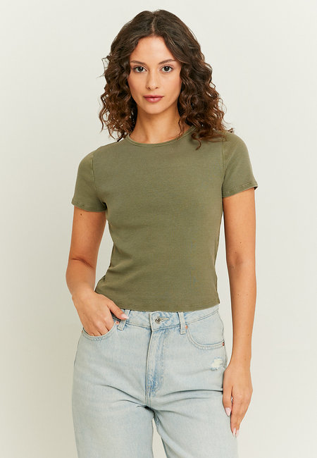 TALLY WEiJL, Dunkelgrünes Basic T-Shirt for Women