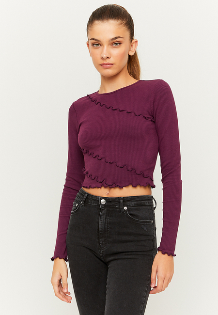 TALLY WEiJL, Μπλούζα Cropped Basic Μωβ for Women