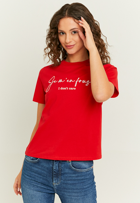 TALLY WEiJL, T-Shirt Oversize Rouge Imprimé for Women