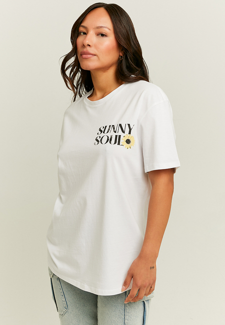 TALLY WEiJL, Schwarzes Oversized Bedrucktes T-Shirt for Women