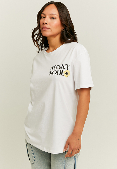 TALLY WEiJL, T-Shirt Oversize Blanc Imprimé for Women