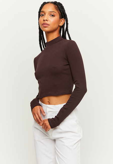 TALLY WEiJL, Brown Cropped Basic T-Shirt for Women