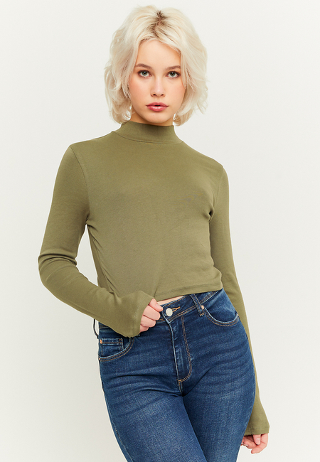 TALLY WEiJL, Green Cropped Basic T-shirt for Women