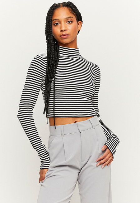 TALLY WEiJL, Striped Cropped Basic T-Shirt for Women