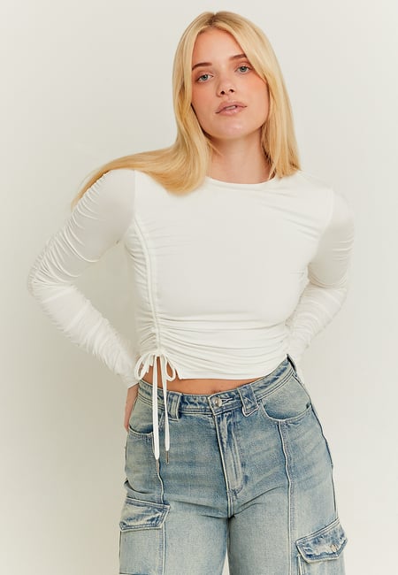 TALLY WEiJL, Weisses Cropped Top mit Fancy Details for Women