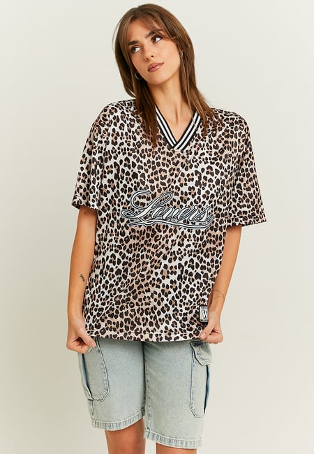 TALLY WEiJL, Leo Print Oversize Football T-shirt for Women