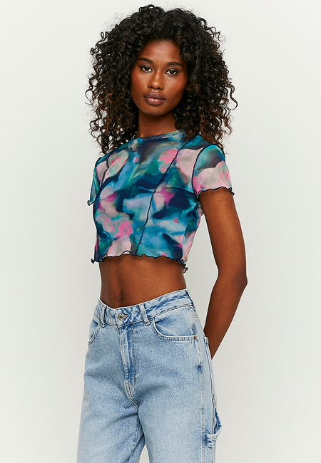 TALLY WEiJL, Tie Dye Mesh Cropped Top for Women