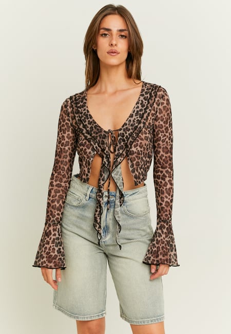 TALLY WEiJL, Top A Maniche Lunghe Stampa Animalier Leo for Women