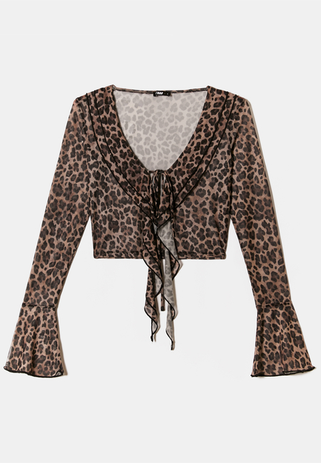 TALLY WEiJL, Top A Maniche Lunghe Stampa Animalier Leo for Women