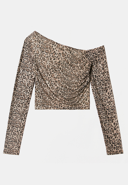 TALLY WEiJL, Crop Top In Mesh Stampa Animalier for Women