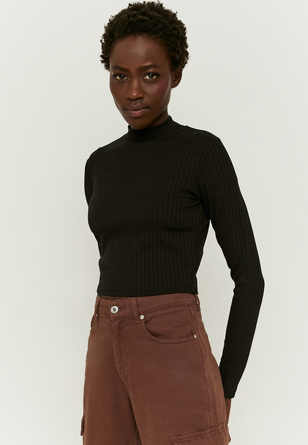 TALLY WEiJL, Μπλούζα Cropped Basic Μαύρη for Women