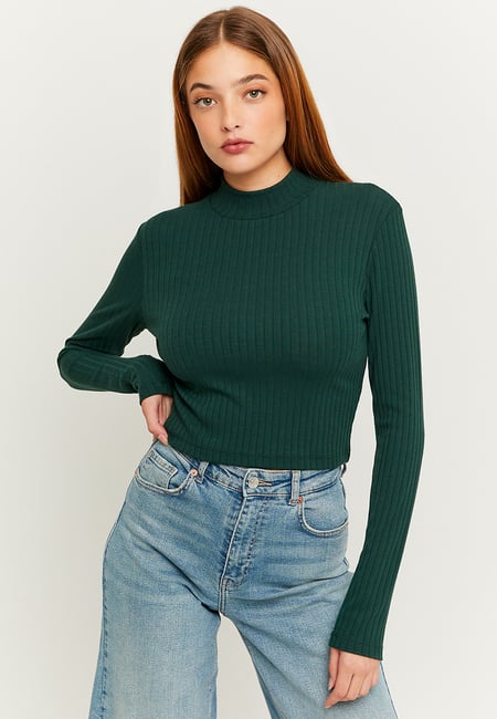 TALLY WEiJL, T-shirt basique cropped vert for Women