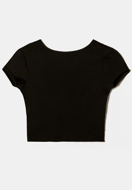 TALLY WEiJL, Black Cropped Basic T-Shirt for Women